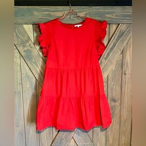 English Factory Red Ruffle Sleeve Dress